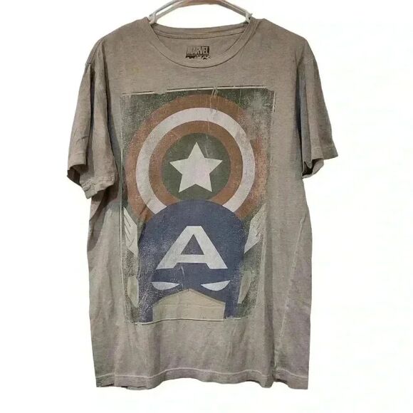 Captain America Marvel Comics Men's Distressed Ivory Cotton Knit - Picture 2 of 4